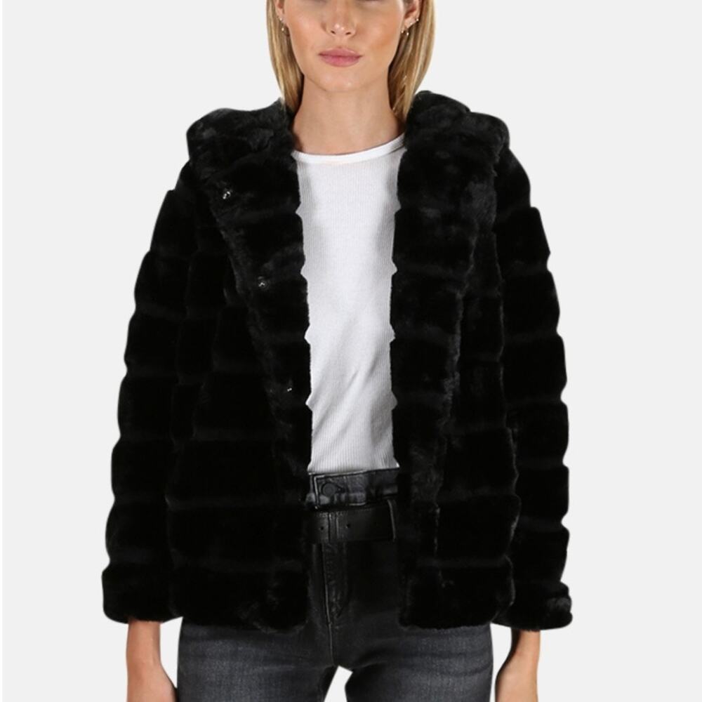 APPARIS Goldie Faux Fur Coat - Black - Size S